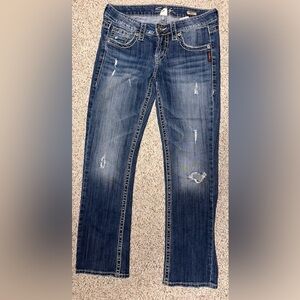 SILVER LOLA 17" STRAGHT JEANS SIZE‎ 27” X 31” Distressed